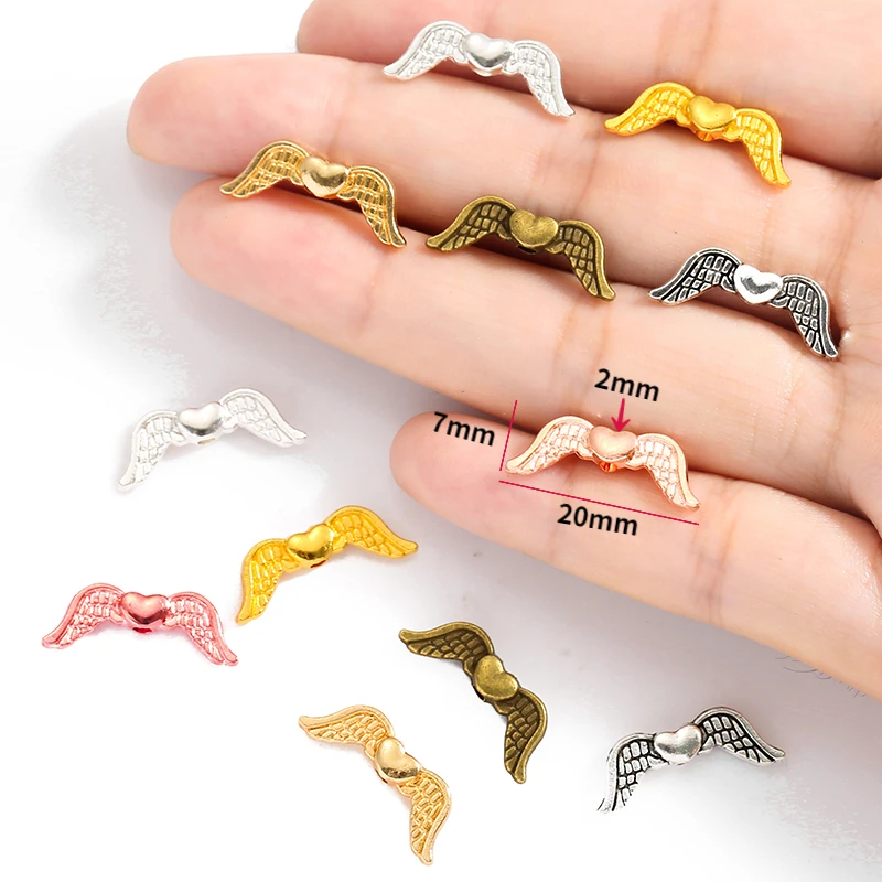 20 قطعة 6 ألوان على شكل أجنحة الملاك خرزة مباعدة حُليات المجوهرات صنع DIY بها بنفسك مجوهرات اكسسوارات اليدوية الحرفية 20*7 مللي متر R240 #3