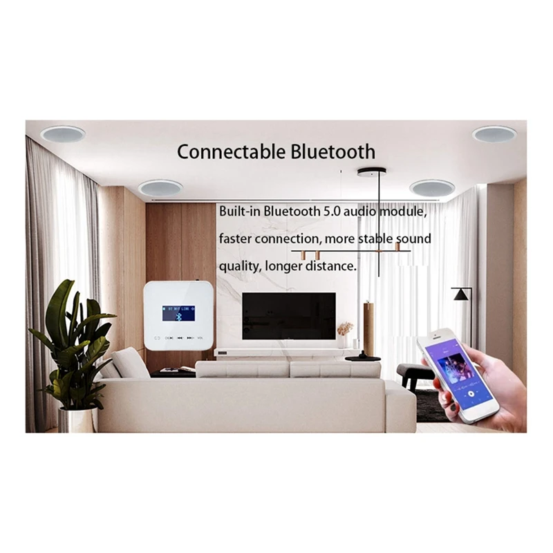 1 Piece Smart Home In Wall Volume Control With 20W X 2CH Amplifier Audio Water Proof Plastic+Metal (Black)