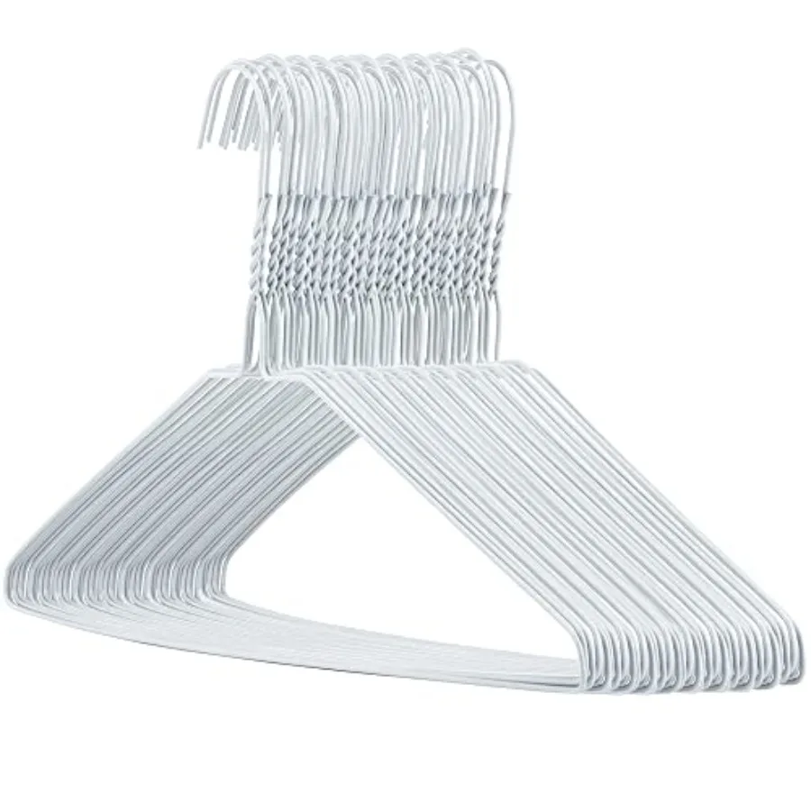 Hangerworld 50 Cintres Solides en Métal Blanc de 40 cm avec Barre pour Pantalons, Largeur Universelle, pour Vêtements