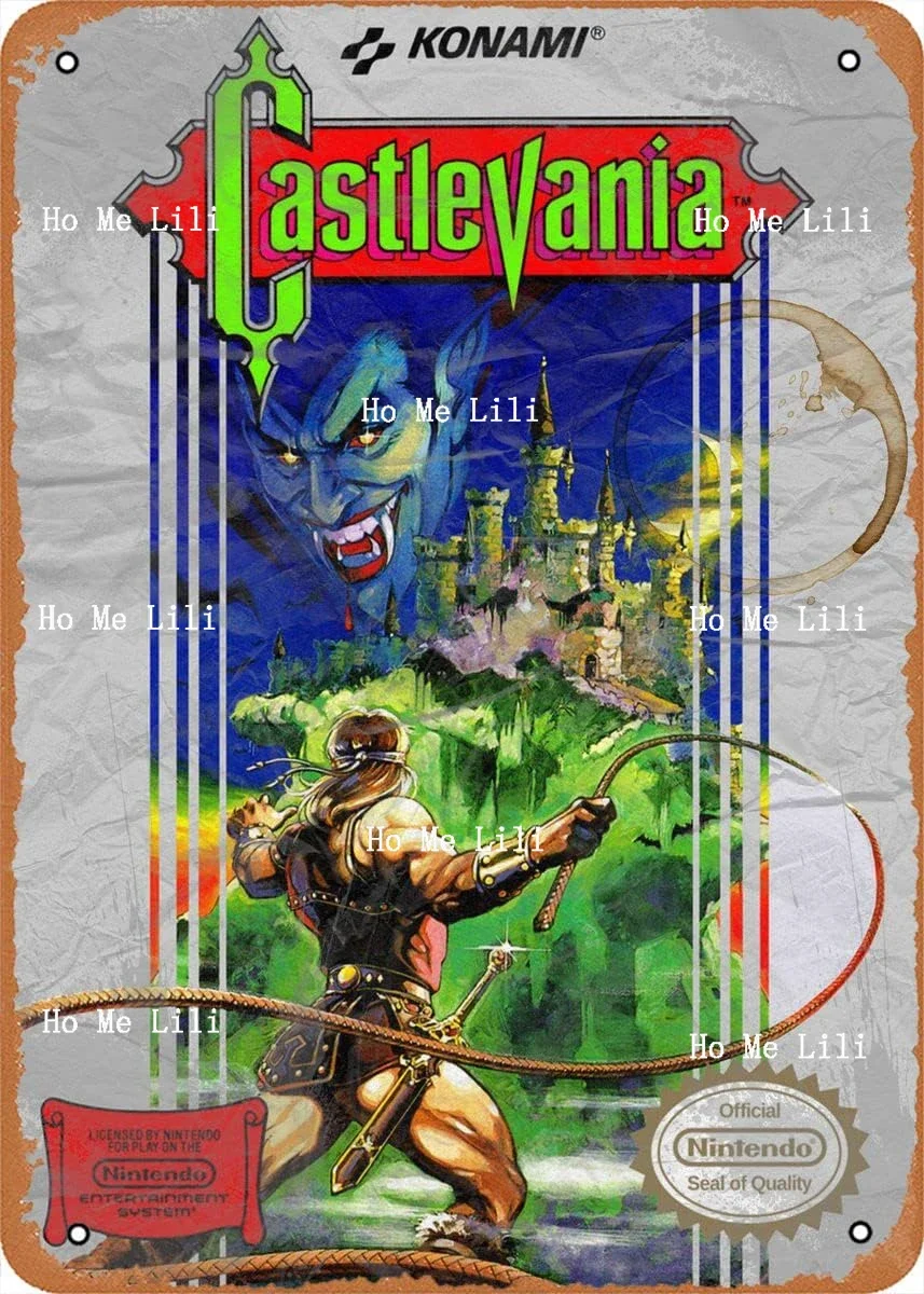 Classic Arcade Video Game Poster Metal Tin Sign Nes Castlevania Box Art Video Games Wall Art Decor Tin Sign