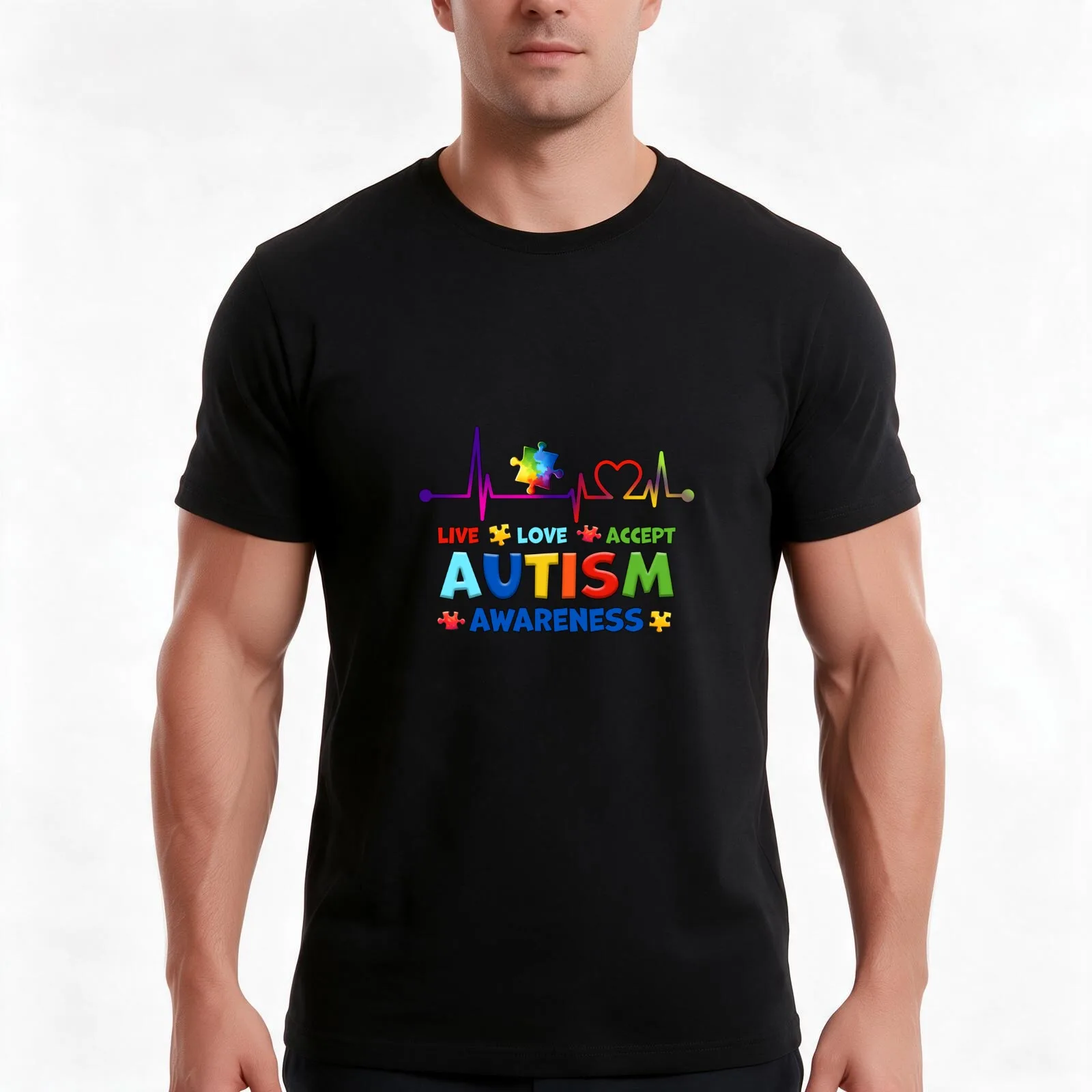 Live. Love. Accept. Autism Awareness T-Shirt Summer Casual Cotton Tee Oversized Streetwear Tops Vintage Graphic Print
