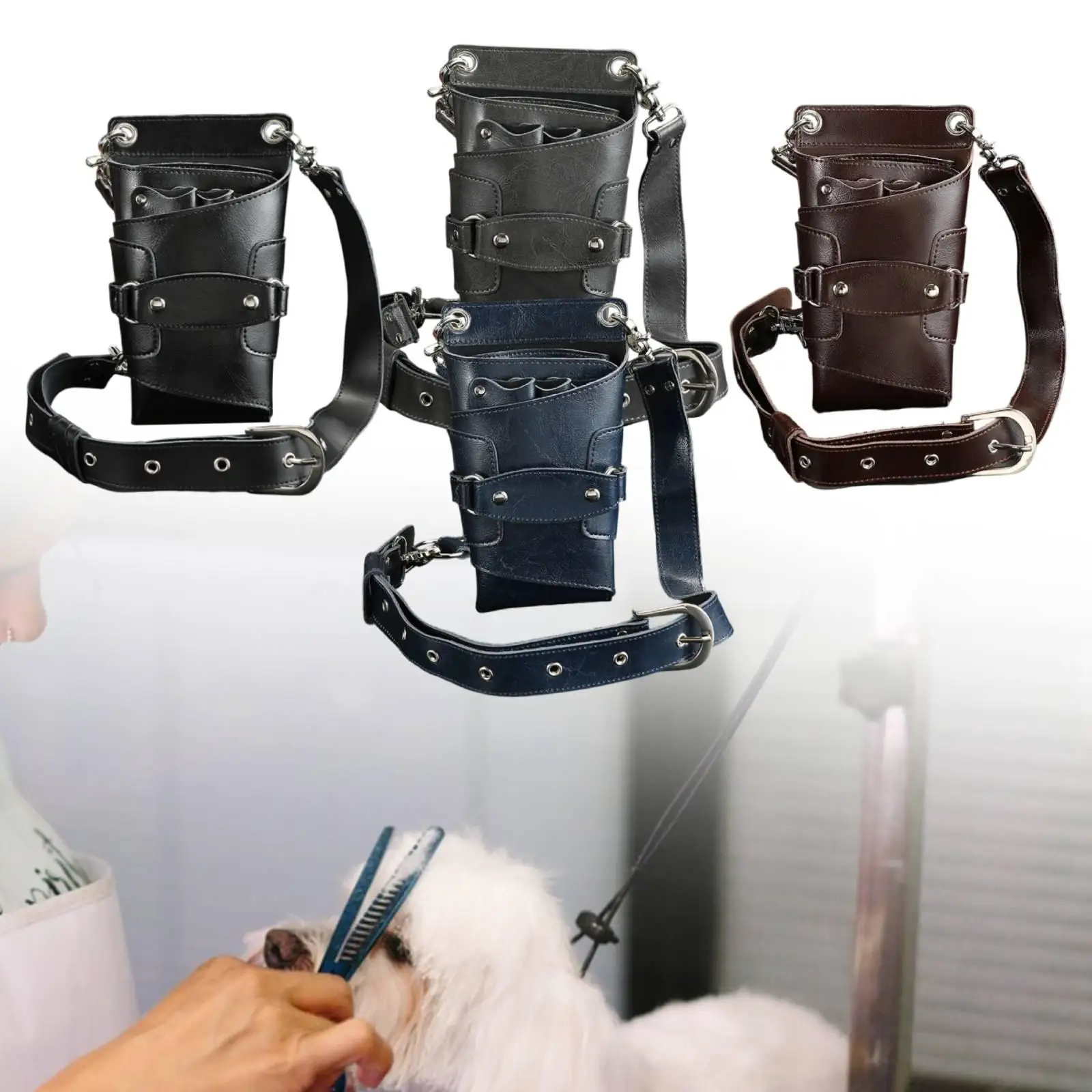 Tools Bag Waist Pouch Professional Multi Pocket for Hairstylist PU Leather Waist Bag