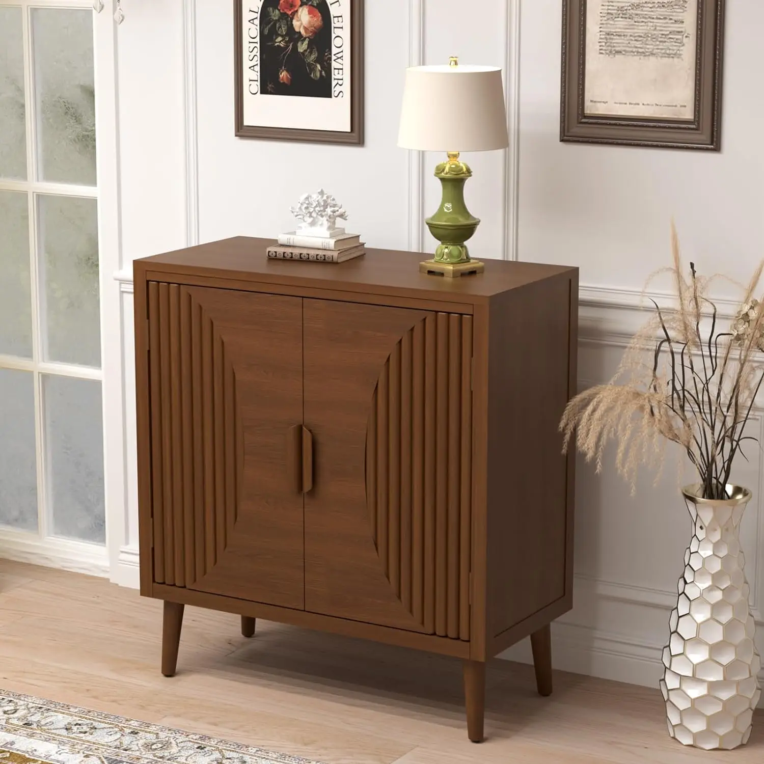 

Storage Cabinet with Doors and Shelves, Modern MDF Accent Cabinet with Adjustable Shelf,Free-Standing Sideboard Entryway Cabinet