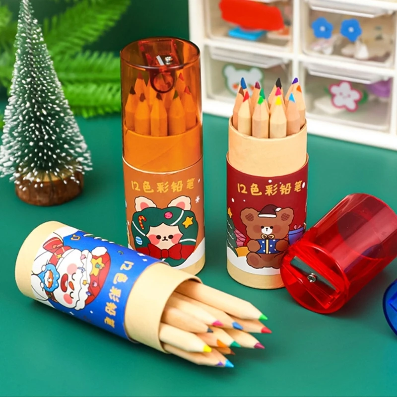 12Pcs/pack Colored Pencil Child School Supplies Stationery Barreled Oily Colored Pencils Art Tool for Adult Kid Coloring