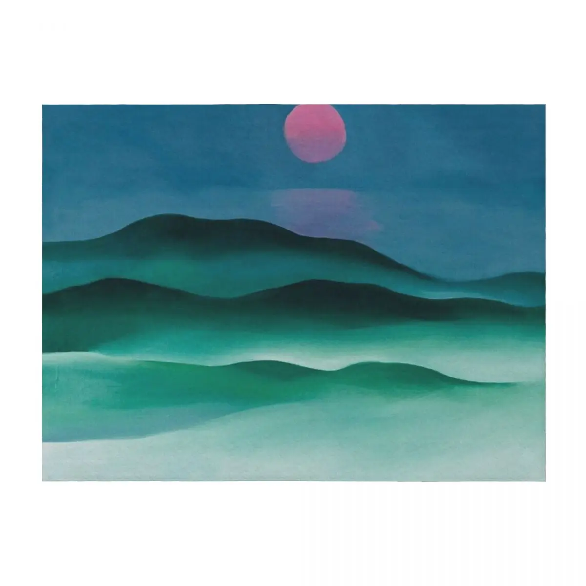

Pink Moon over Water (1924) by Georgia O'Keeffe Pink Moon over Water Georgia okeefe paintings Throw Blanket
