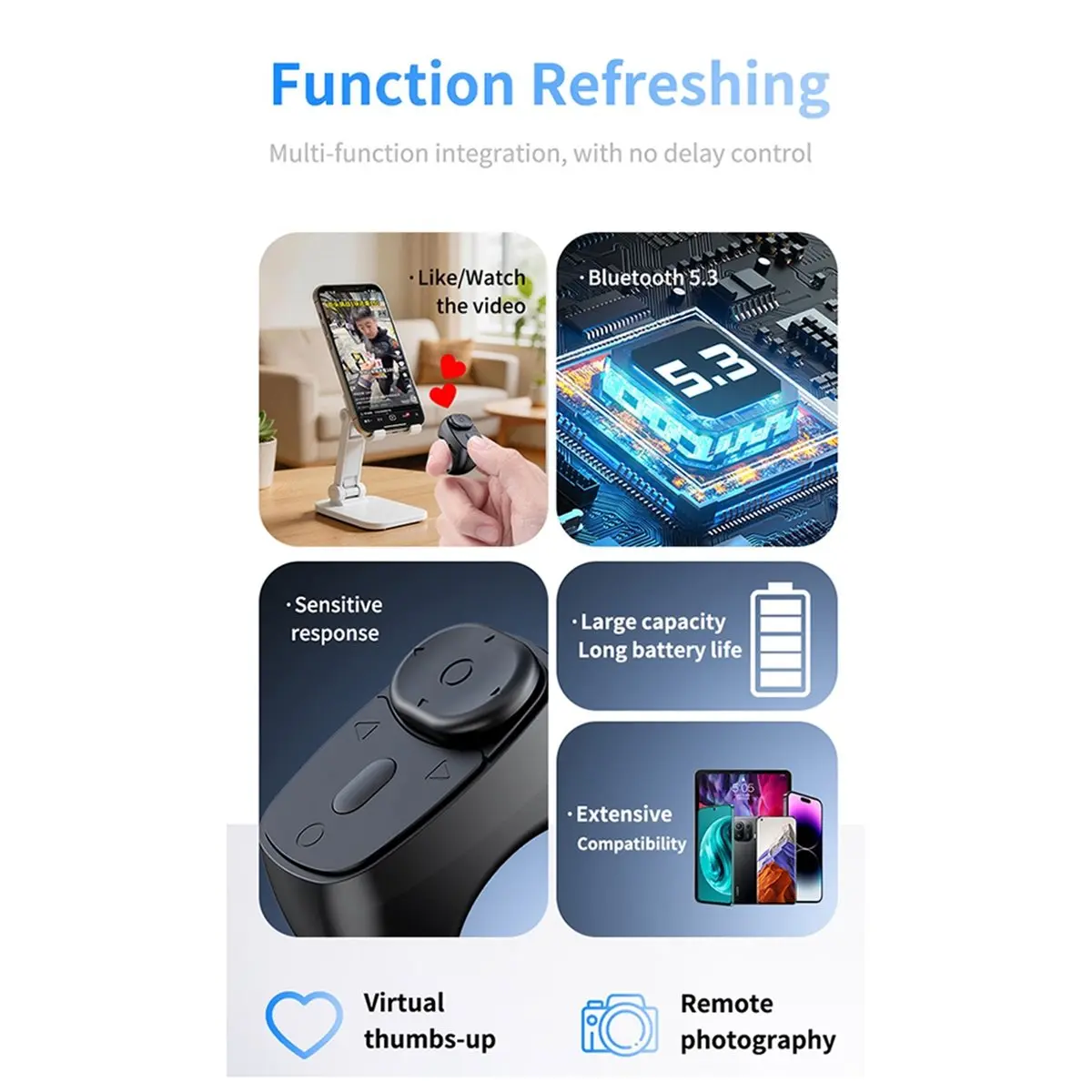 giftnew Mini Wireless Bluetooth Joystick Page Turner, Fingertip Ring Remote Control for Phone for Android for
