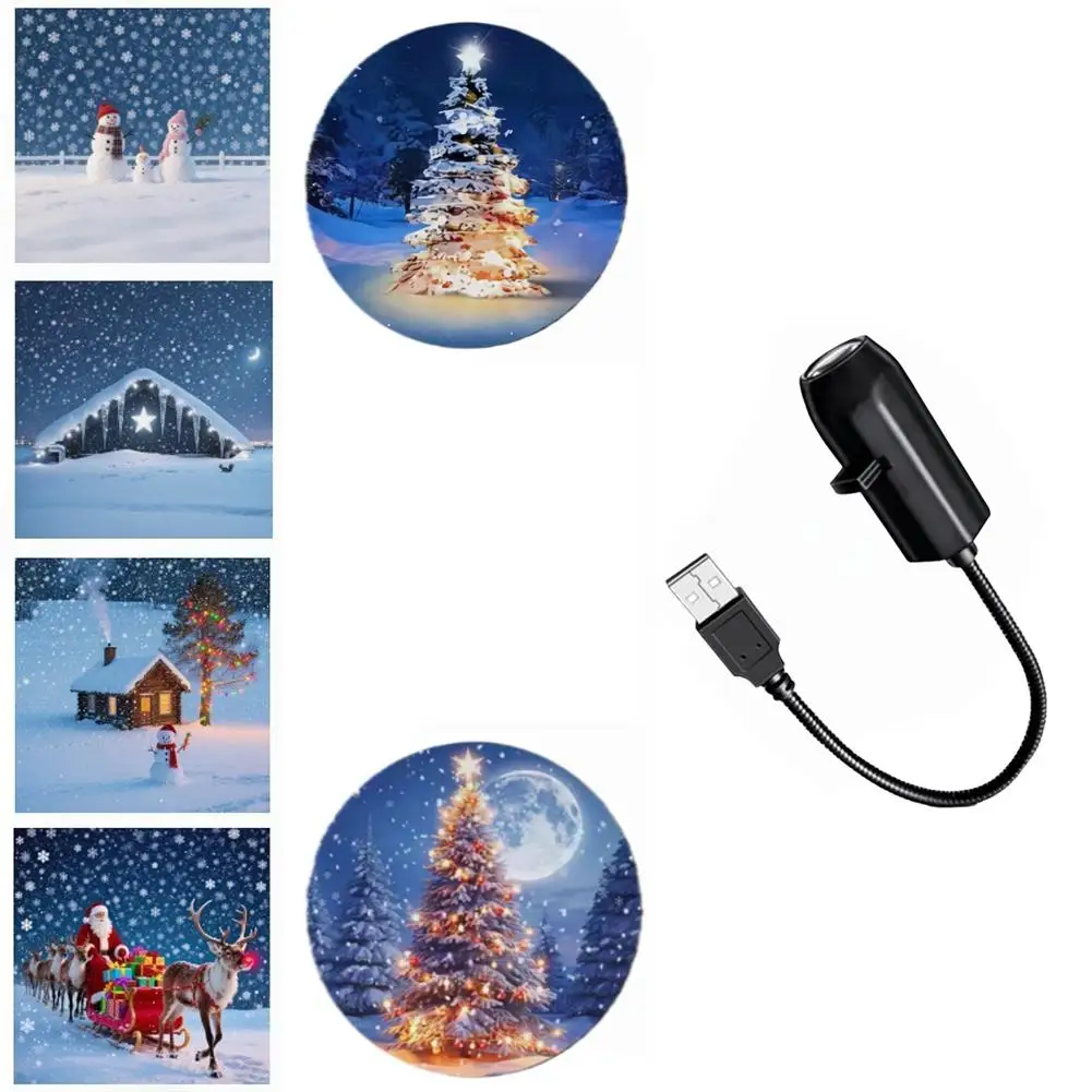 ضوء جهاز عرض عيد الميلاد مع شجرة عيد الميلاد 360 ° جهاز عرض LED قابل للدوران يعمل بمنفذ USB لملحقات تزيين حفلات عيد الميلاد المنزلية #1