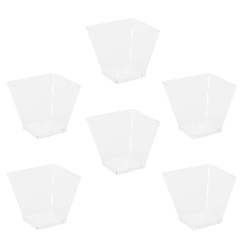 

150pcs 60Ml Transparent Dessert Cups Food Grade Hard Plastic Reusable Trapezoidal Tumblers Pudding Jelly Mousse Yogurt