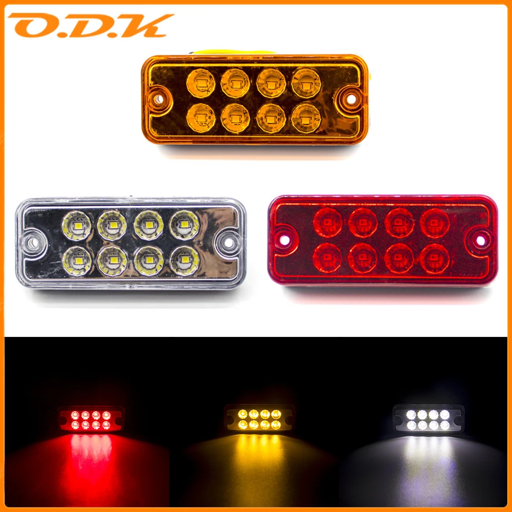 12V 24V 8 LED Side Marker Light Signal Lamp Tail Light Clearance Indicator Truck Trailer Lorry Caravan Bus Waterproof