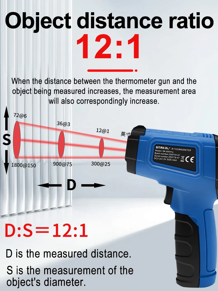 SNAKOL Infrared Thermometer Gun Kitchen & Automotive Maintenance Use High-Temperature Alarm Color Screen Display