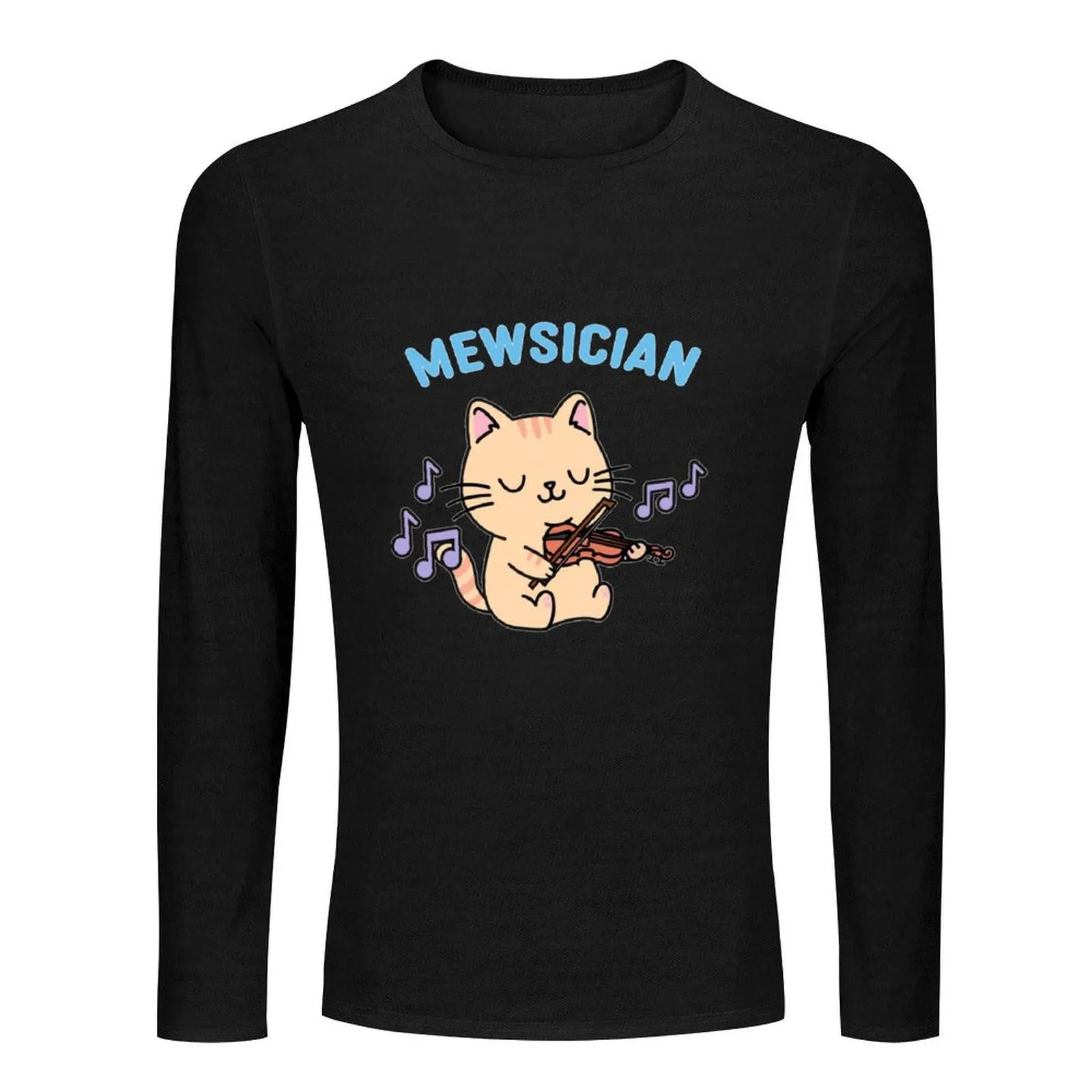 The Mewsician Cat Playing The Violin Long T-Shirt plus size tops sweat shirt black t shirt t shirt men