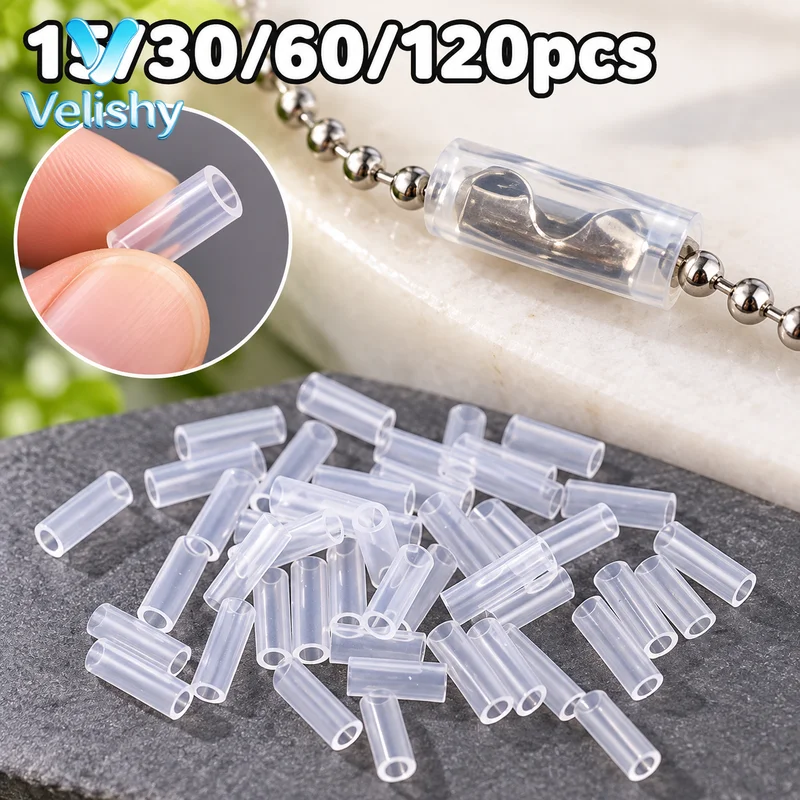 15-120Pcs Acrylic Photo Card Holder Keychain With Bead Chain Anti-Loss Protective Cover DIY Bag Pendant Accessories