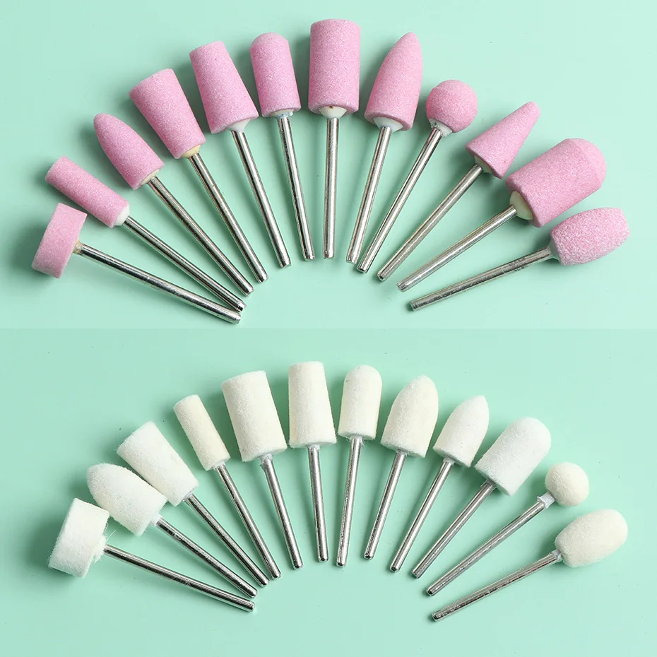 12pcs Professional Nail Drill Bits Set Quartz Diamond Wool Milling Cutter Grinding Sanding Cuticle Pedicure File Purple White