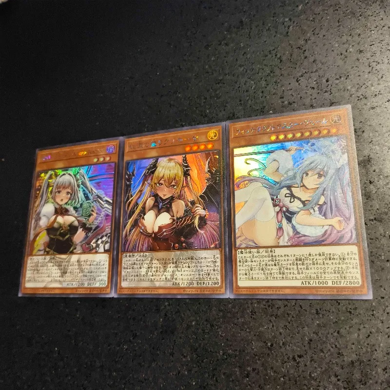 Yu-Gi-Oh! DIY hecho a sí mismo 3 unids/set Maliss P tarjeta Flash de conejo blanco Lacrima The Crimson Tears 4th Bullet tarjeta de colección de dibujos animados