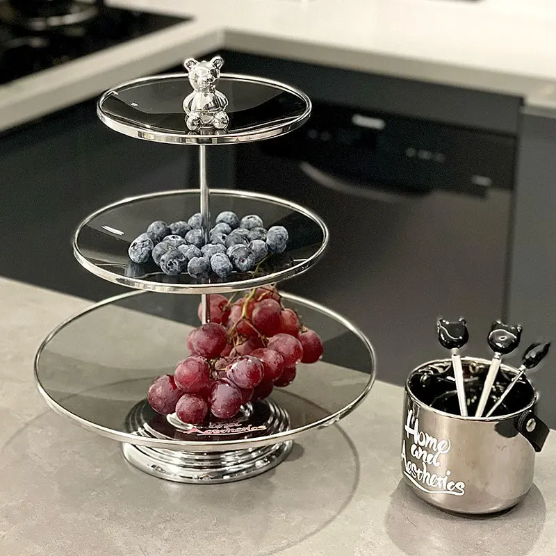 Multilayer Glass Fruit Plate Cake Stand Home Birthday Party Dessert Table Display Rack Dessert Cake Tray Cold Meal Tea Break