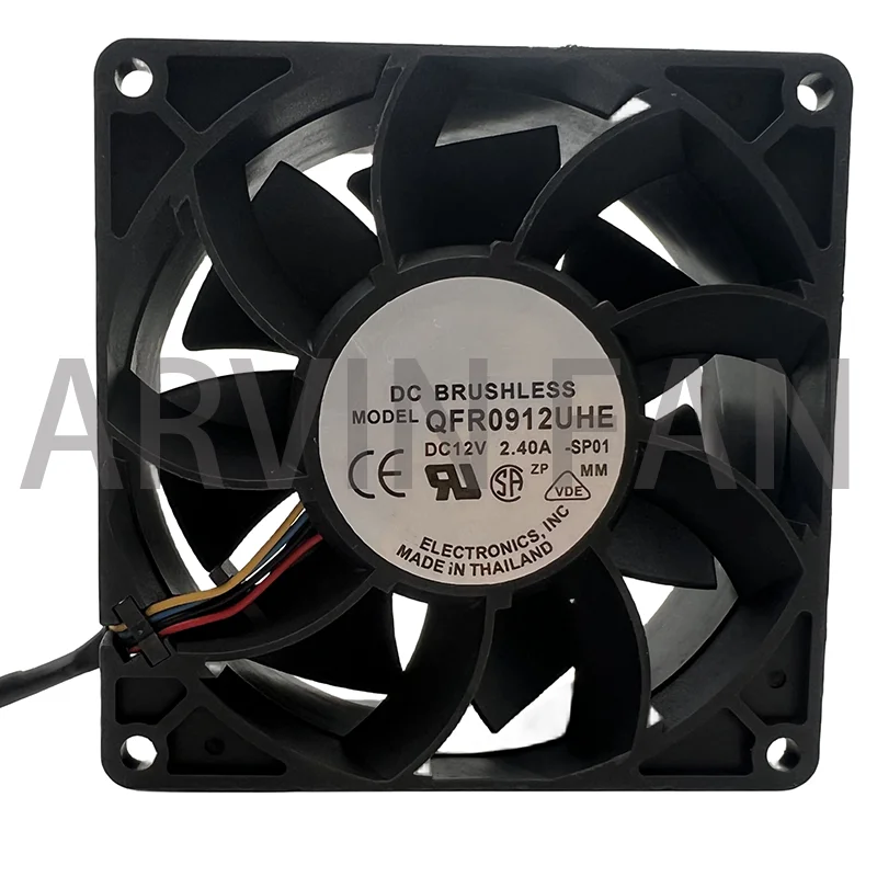 Original do inversor do servidor Axial Cooler, ventiladores de refrigeração de alta velocidade, QFR0912UHE, 9238, 90mm, DC 12V, 2.40A, 4 Pin PWM, 9 centímetros