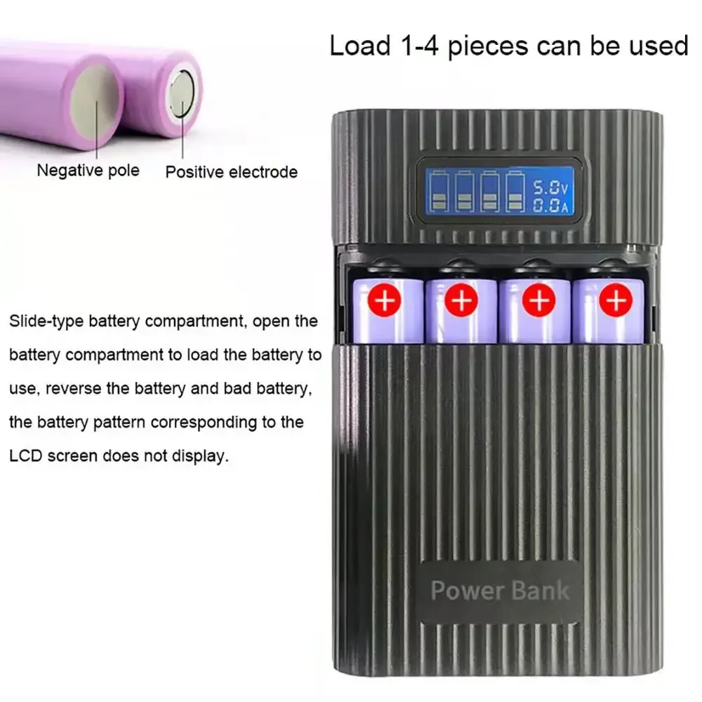 DIY Power Bank Case 4*18650 Battery Charge Storage Box 5V Dual USB Digital Display Charging Case For Smart Phones Battery Holder