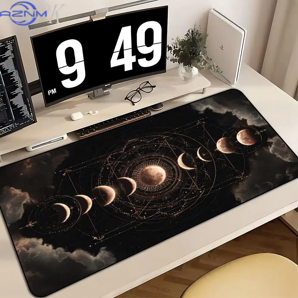 Large XXL Gaming Mouse Pad Desk Mat Keyboard Pad Vintage Moon Phase Astrology Witchy Cloud Print cushion mousepads Table Decor