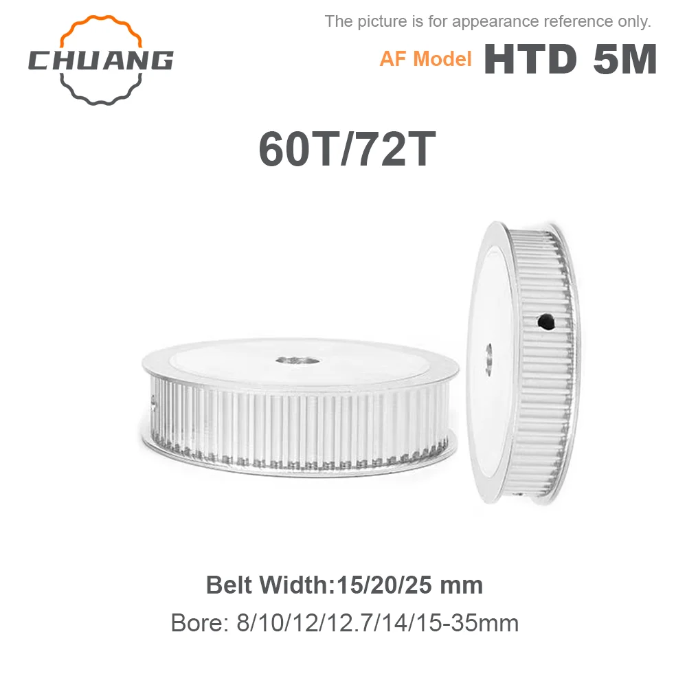 60T 72Teeth HTD 5M AF Type Timing Synchronous Pulley Bore 8/10/12/12.7/10~35mm For Width 15/20/25mm HTD 5M belts, Pitch 5mm