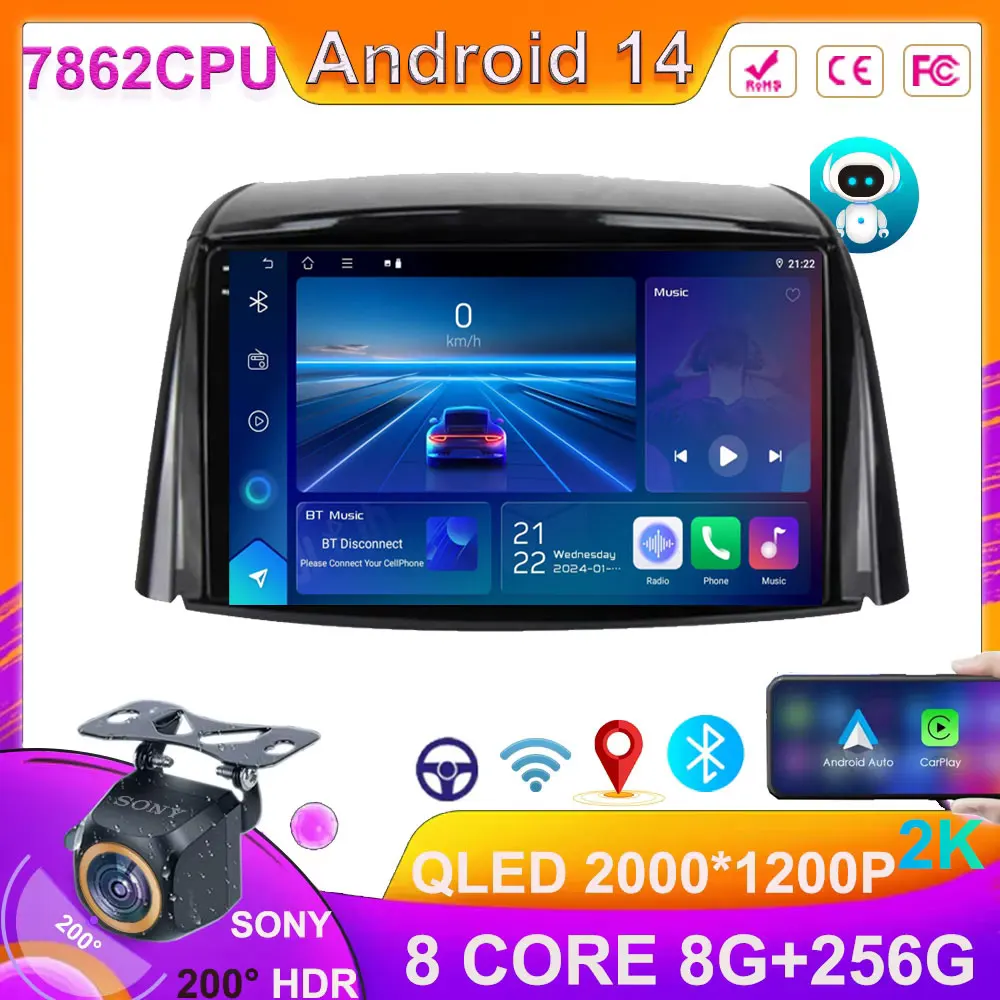 

Android 14 For Renault Koleos 2008 - 2016 Car Radio Android Auto Multimedia Player GPS Navigation Carplay Head Unit QLED NO 2DIN