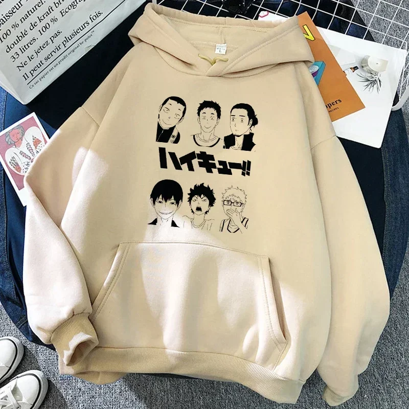 Karasuno Hoodie Volleyball Crow Anime Sport Club Vintage Streetwear Schwarzer Oversized Casual Pullover Langarm – Detail 10