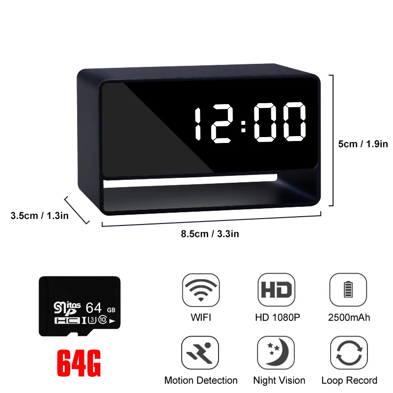 1080P Mini Klok Camera Op Afstand Bekijken Met Nachtzicht En Bewegingsdetectie 140 ° Groothoek Foto Videorecorder Voor Huishouden