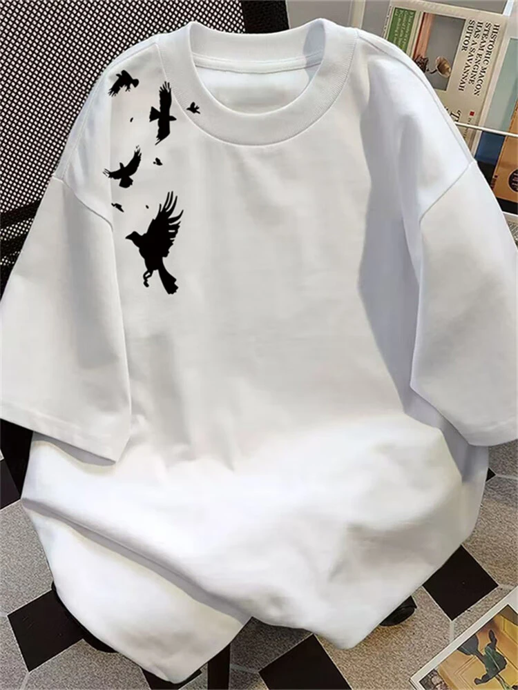 

New American cotton short-sleeved t-shirt mens summer loose trend five-point and half-sleeved high street casual bottom t-shirt