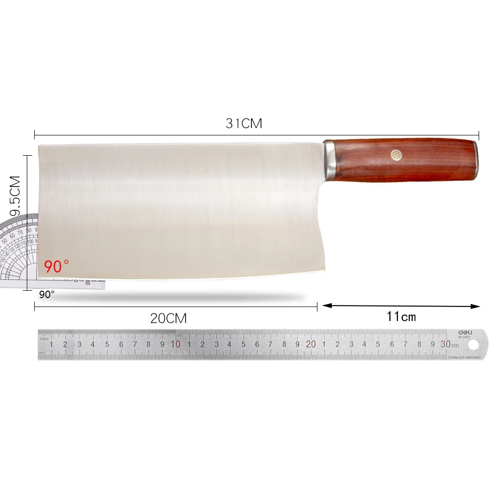 8 Inch Chopper Knife 3-layers Clad Steel 10Cr15Mov Blade Wood Handle Chef Slicing Cleaver Kitchen Knife Meat And Poultry Tools
