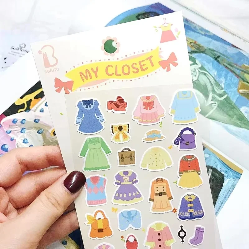 Korea National Costume Die Cut Sticker Cute Skirt Clothes Scrapbooking Material Diary Cards Home Decoration Junk Journal Craft