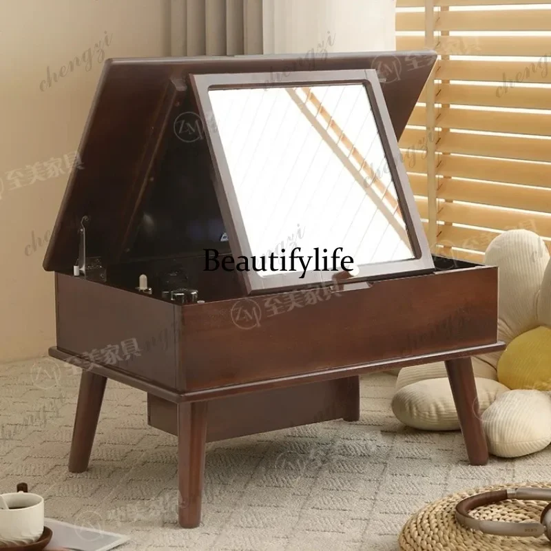 K153 Solid wood bay window dresser bedroom simple modern small apartment clamshell dressing table dressing table