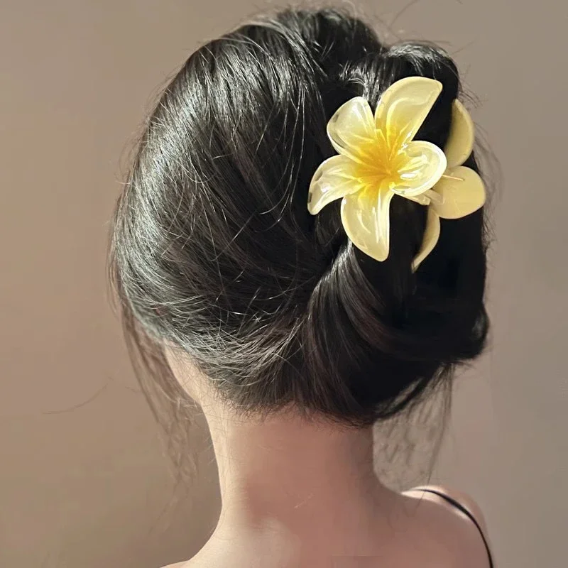 Beach Vacation Bohemia Style Fashion Egg Flower Hair Clips Flower Large Hair Claw Hairpin For Women Girls Accessories