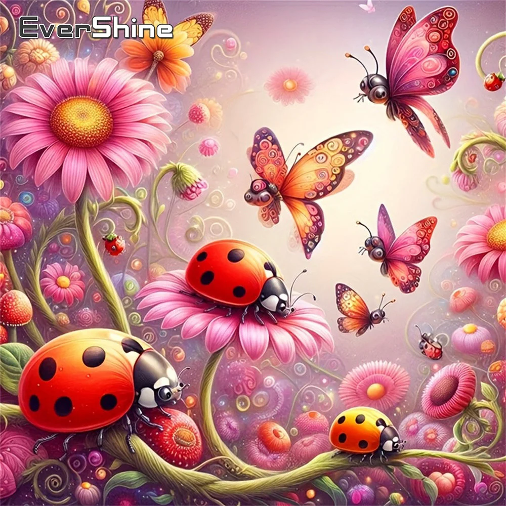 Evershine Diamantmalerei Tier Schmetterling Vollbesatz Stickerei Marienkäfer Strass-Bild Mosaik Blume DIY Handgemachtes Geschenk