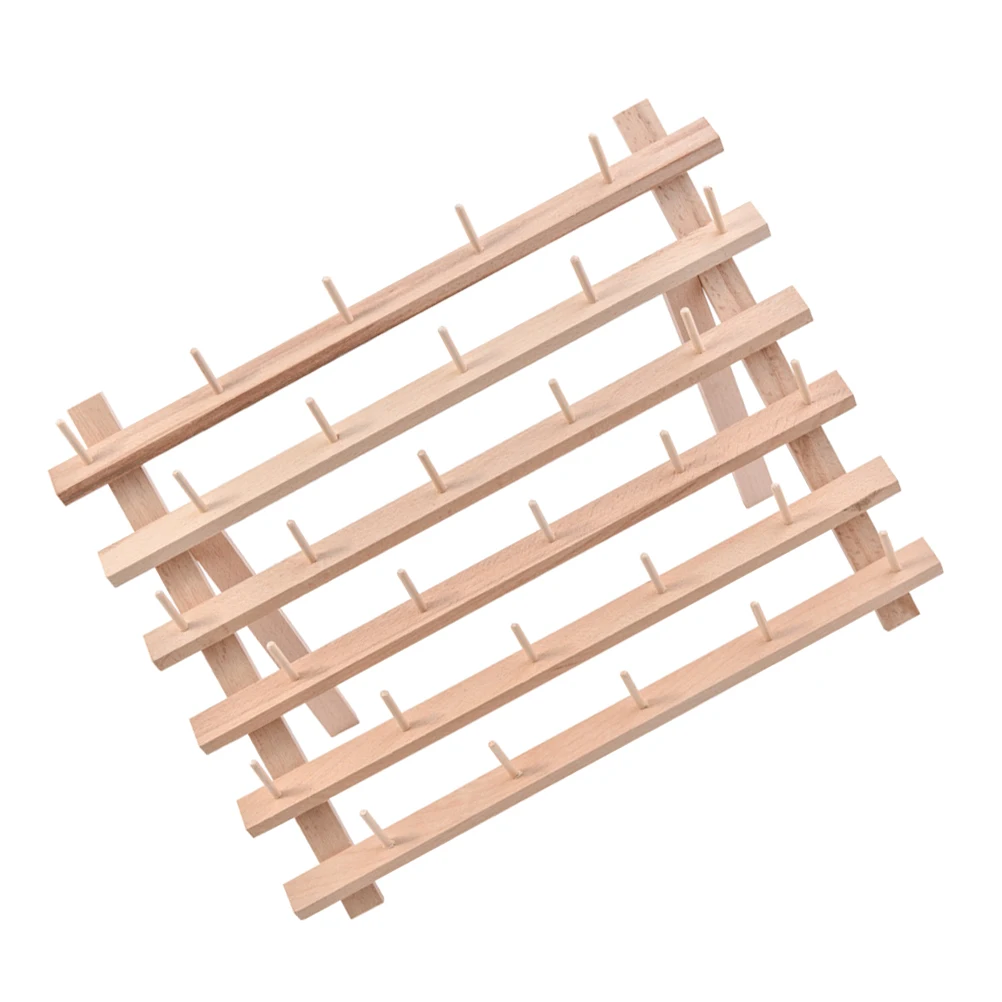 

30 Spool Thread Rack Organizer Sewing Storage Solid Wood Spools Stand Holder Wall Mountable Beechwood Foldable Legs
