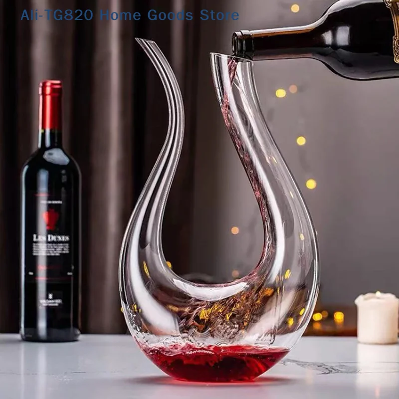 [TG820]Crystal U-shaped Wine Decanter Gift Box Swan Decanter Creative Wine Separator