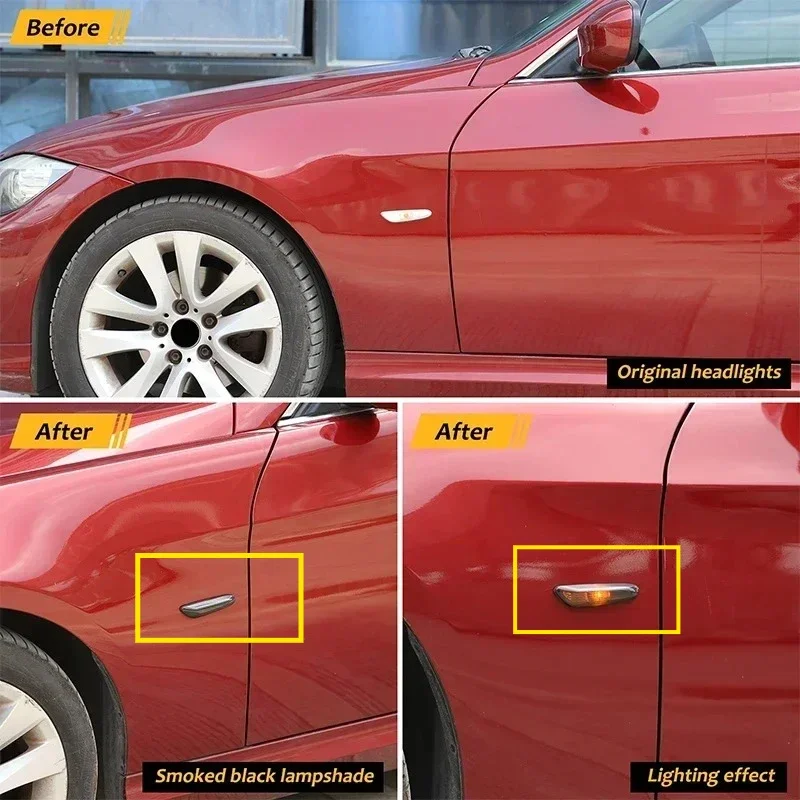 

ABS Blackened Fit For BMW 3 Series E90 2005-2012 Car Fender Turn Signal Cover Trim Sticker Car Exterior Protect Accessories