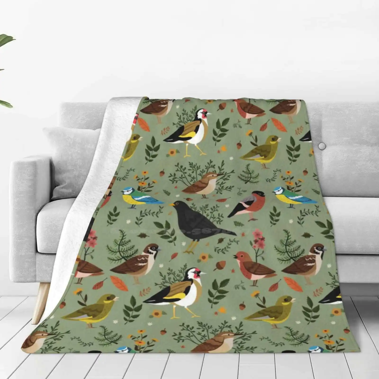 Garden Birds Top Quality Comfortable Bed Sofa Soft Blanket Birds Nature Cute Animals Woodland Forest Garden British Sparrow