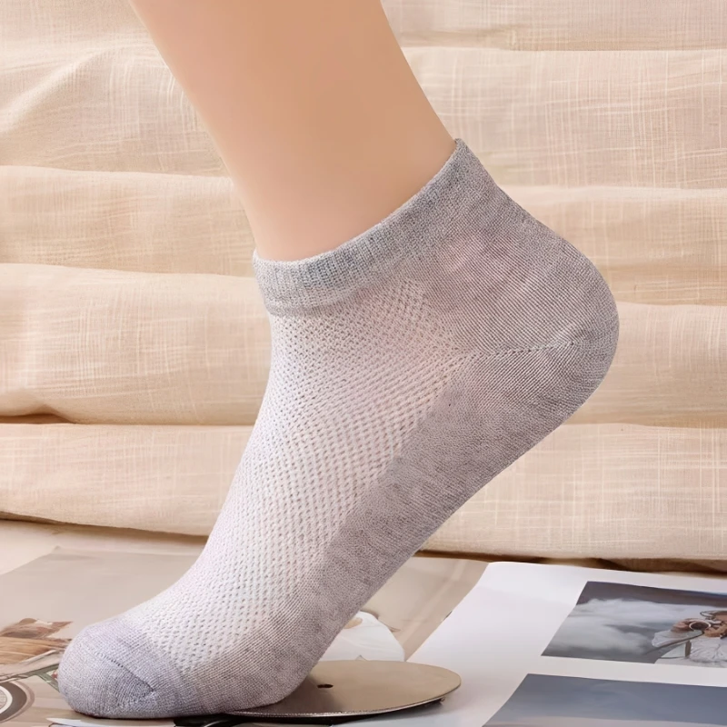 5/10 Pairs Women Mesh Ankle Sports Socks Thin Low Cut Breathable No Show Athletic Running Socks Casual Daily Socks