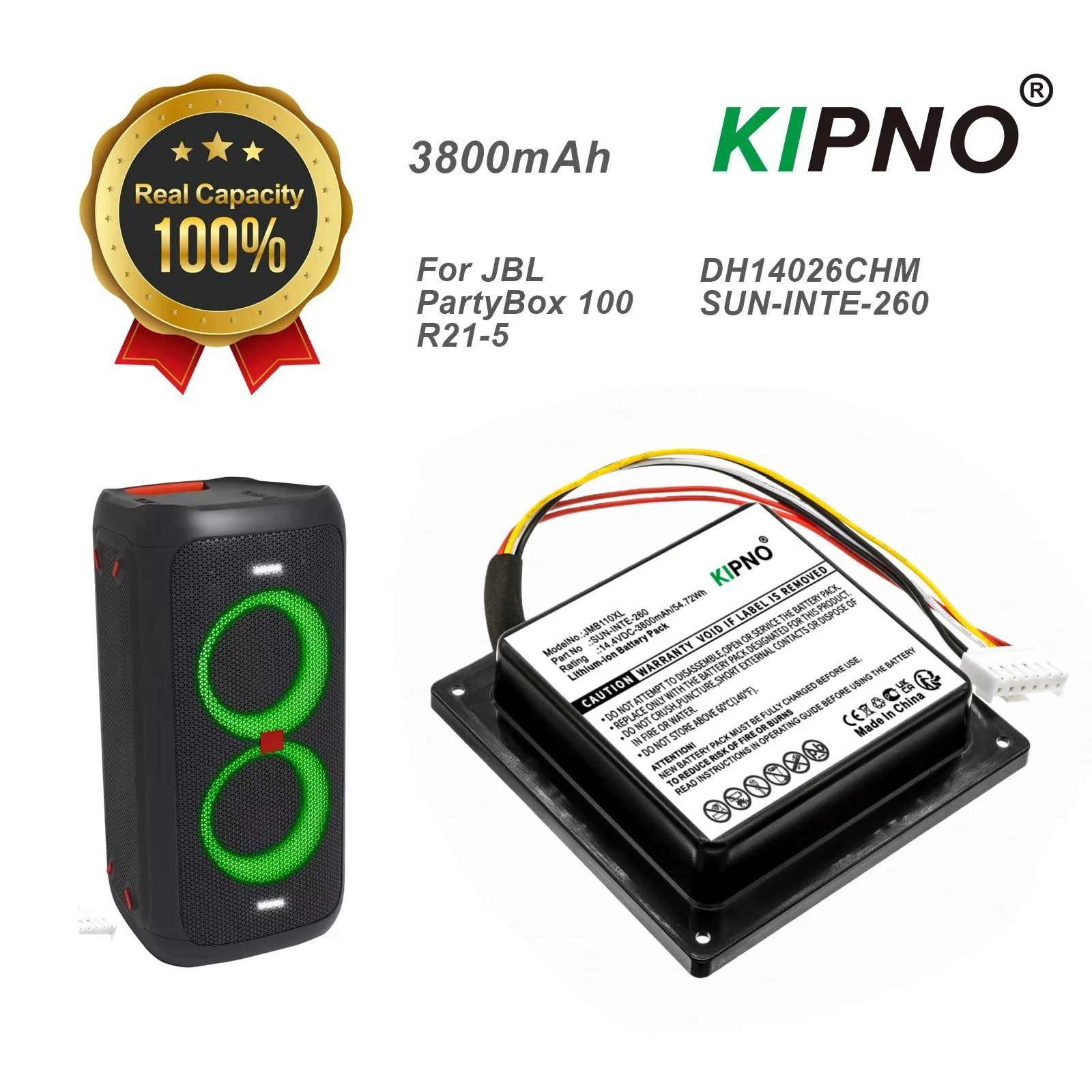 Sunnto SUN-INTE-260 Speaker Battery 14.4V/3800mAh Compatible with JBL PartyBox 100 Portable Sound System Power Supply