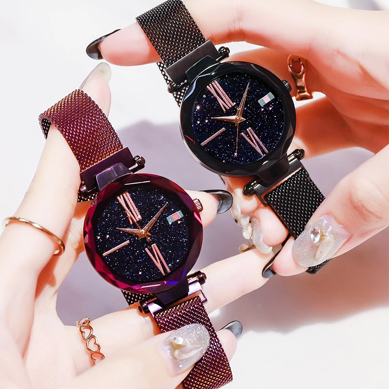 Fashion Women Watches Magnetic Starry Sky Female Clock Quartz Wristwatch  magnet strap Luxury  Ladies Dress Wristwatch gift