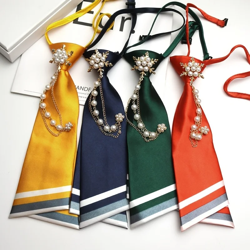 1Striped Pearl Tie，No sewing required，Double Layer Design，Suitable for casual street style、Party、For everyday use and other occa