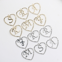 6Pcs Simple Hollow Heart Shape Letter Pendant DIY Handmade Earring Bracelet Necklaces Jewelry Making Accessories Craft Fashion