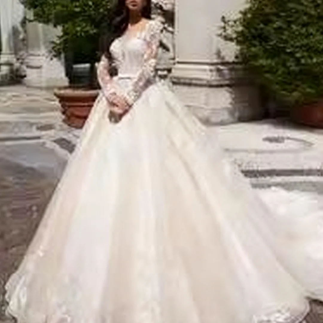 

Элегантные иллюзионные свадебные платья с длинными рукавами по индивидуальному заказу, роскошные вечерние платья с круглым вырезом для выпускного вечера невесты