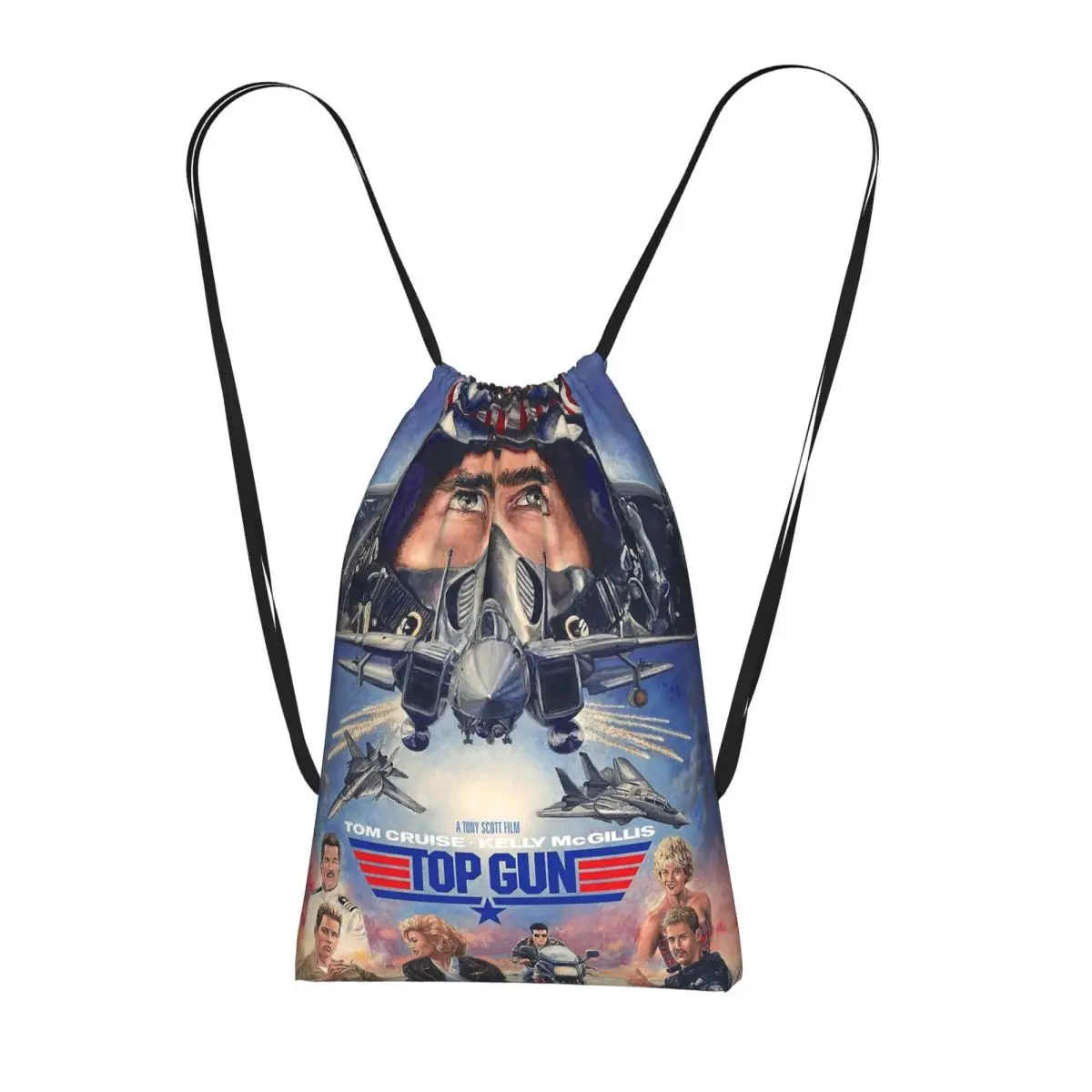 Top Gun Tom Cruise Maverick Drawstring Backpack hiking cycling Bag Lightweight Foldable Storage Drawstring Bag for Men Women