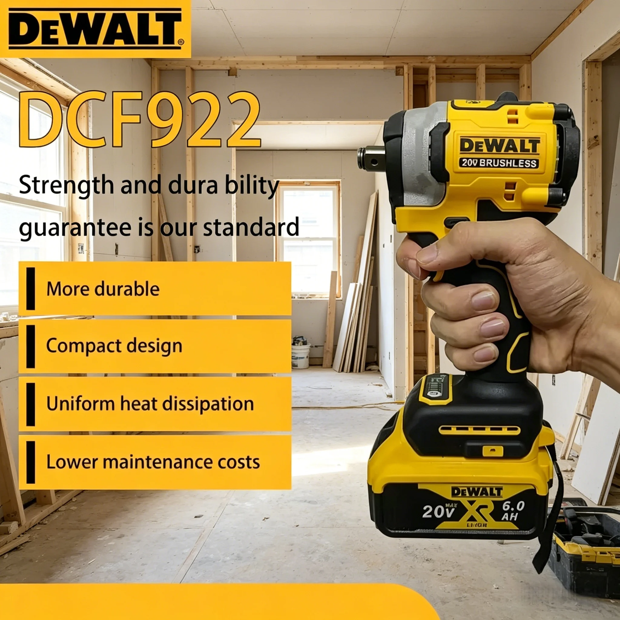 

DEWALT DCF922 20V ATOMIC MAX 1/2 дюйма Беспроводной ударный гайковерт с регулируемой скоростью, электрический, с фиксатором, без аккумулятора и зарядного устройства (только инструмент)