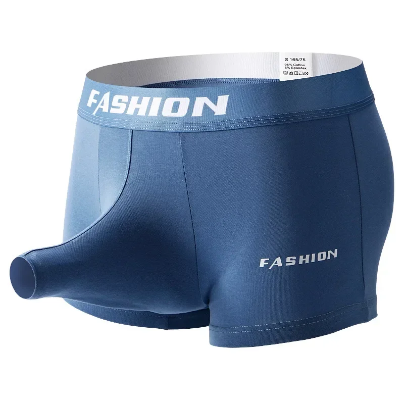 Men's Cotton Open Elephant Nose Pouch Trunks, Breathable Sexy Boxer Briefs, Comfortable Underwear for Men