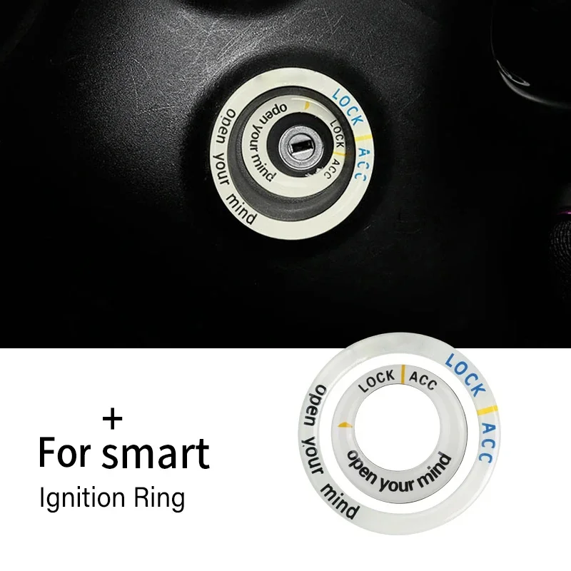 For Smart 451 453 Fortwo Forfour Car Ignition Key Keyhole Sticker Luminous Ring Decorative Interior Accessories Styling 2PCS