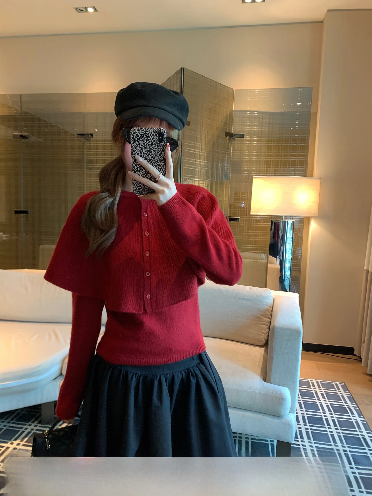 

Detachable Wool Blend Knitwear Coat Two-Piece Set Women's Slimming Top Casual Commute Sle Long Sve round Ne Warmth Clo...