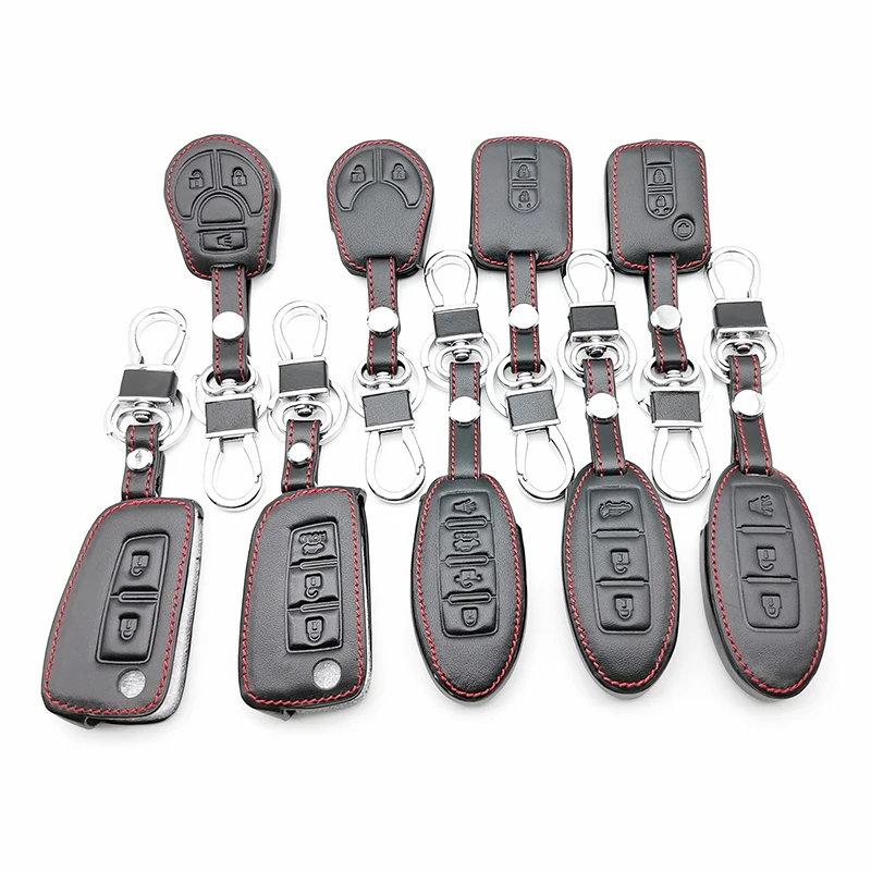 Leather Car Key Case Cover For Nissan Qashqai J10 J11 X-Trail T31 T32 Kicks Tiida Pathfinder Murano Note Juke Micra Accessories