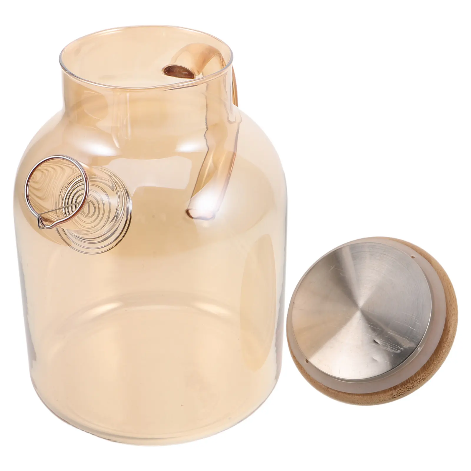 Glass Cold Water Jug Shatter Resistant Clear 1.8L Beverage Pitcher Leakproof Portable Iced Tea Lemonade Dispenser Water Storage