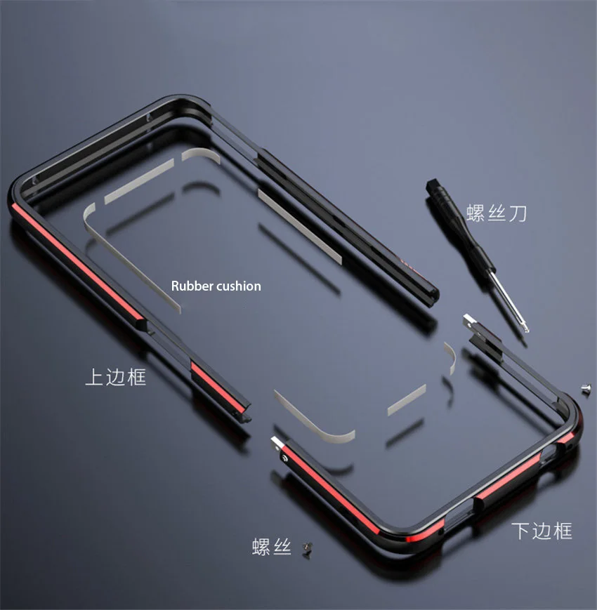 Dual Color Aurora Border Aluminum Metal Bumper For ASUS ROG 2 ROG2 For ASUS ROG Phone II Cover Case Carmera+Frame Protector